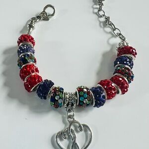 Elegant Red and Blue Beaded Bracelet